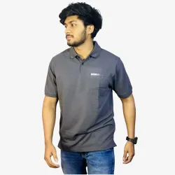 Men's Charcoal Grey Polo T-Shirt – Premium Cotton Casual Half Sleeve Collar T-Shirt for Men
